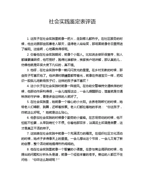 社会实践鉴定表评语
