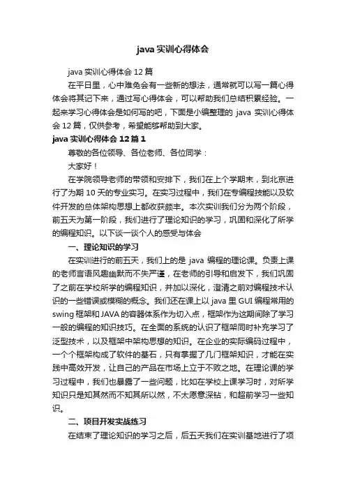 java实训心得体会