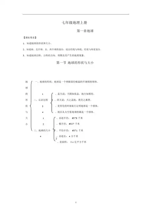 七年级上册地理知识结构图.docx