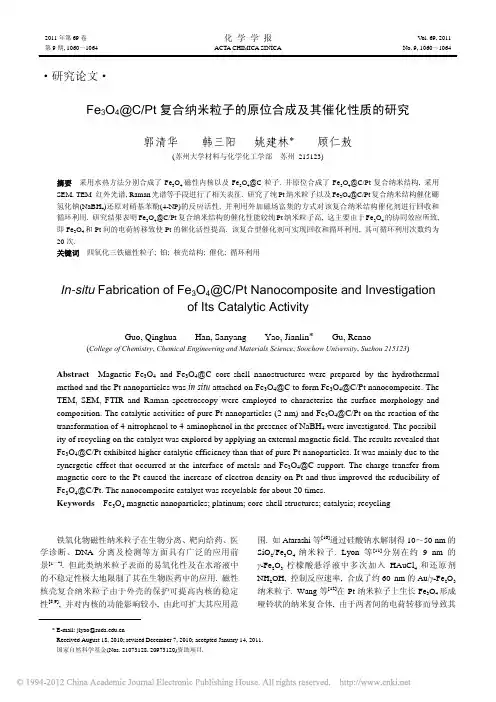 Fe3O4／Pt复合纳米粒子的原位合成及其催化性质的研究