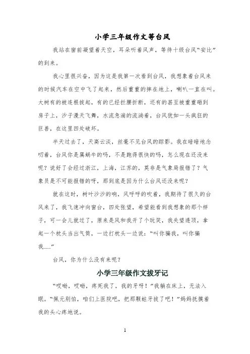 小学三年级作文等台风
