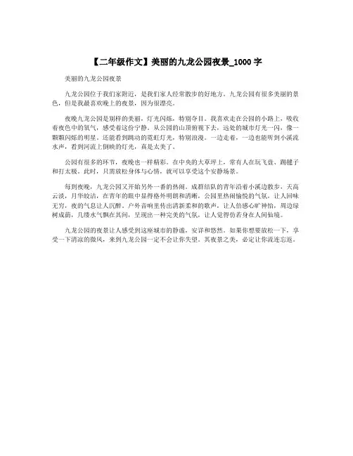 【二年级作文】美丽的九龙公园夜景_1000字