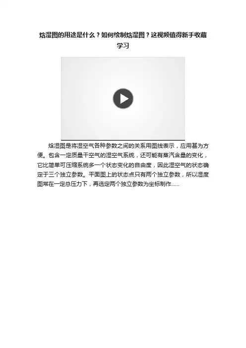 焓湿图的用途是什么？如何绘制焓湿图？这视频值得新手收藏学习