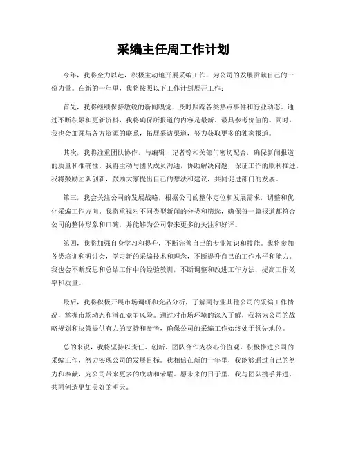 采编主任周工作计划