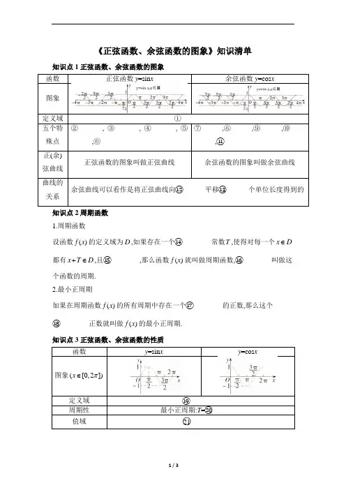 《正弦函数、余弦函数的图象与性质》知识清单