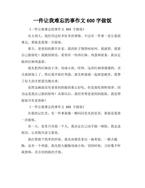 一件让我难忘的事作文600字做饭