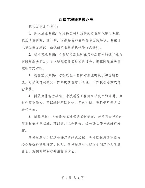 质检工程师考核办法