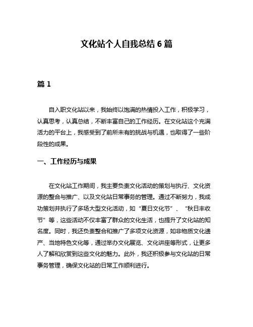 文化站个人自我总结6篇