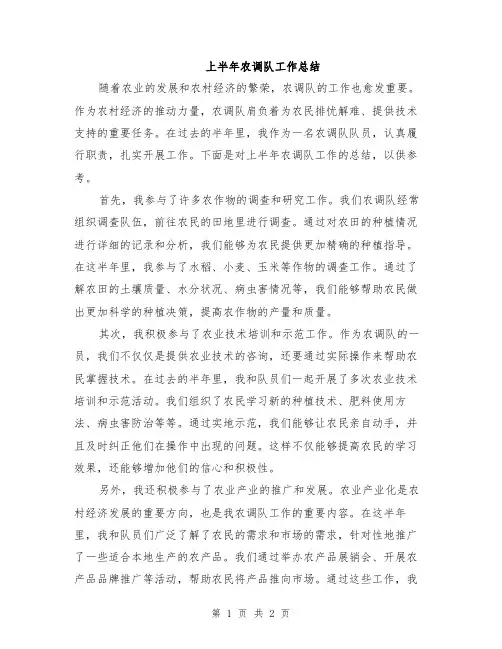 上半年农调队工作总结