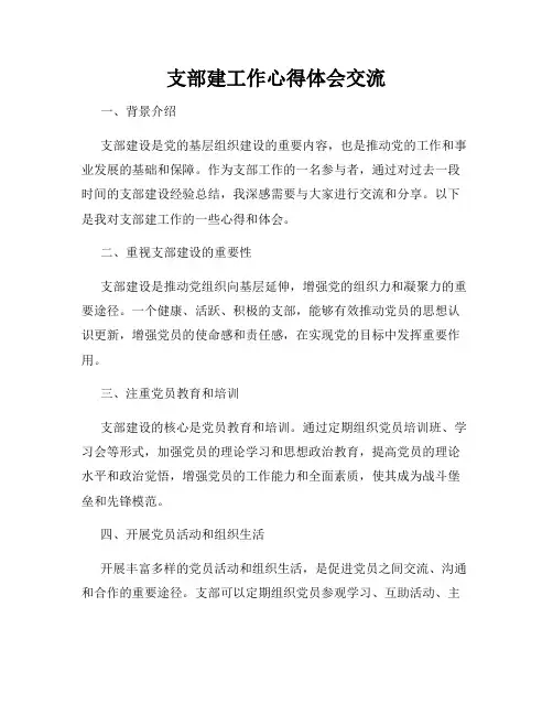 支部建工作心得体会交流