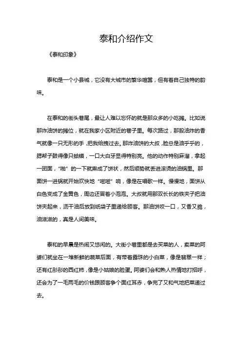 泰和介绍作文