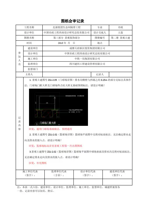 1228图纸会审记录(景观土建 -装饰部分)沈阳路回复