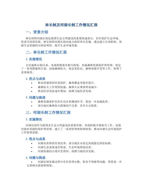 林长制及河湖长制工作情况汇报