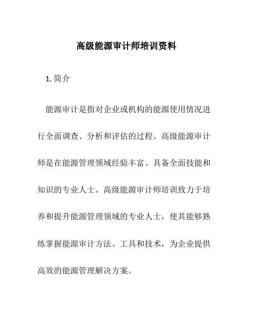 高级能源审计师培训资料