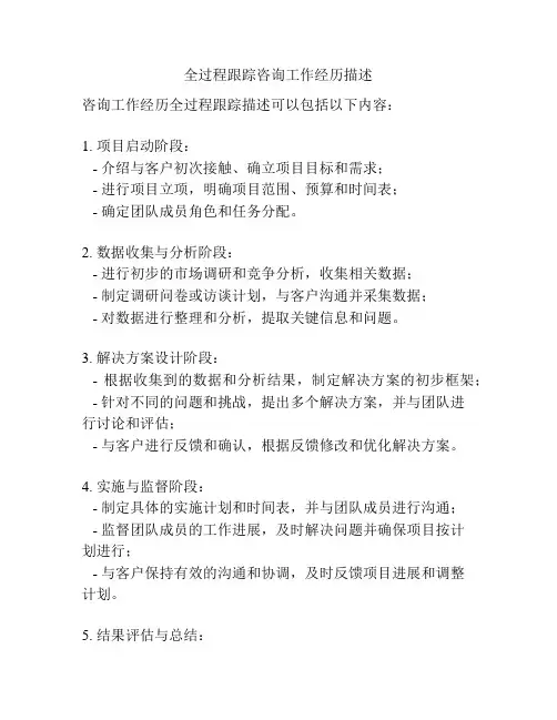 全过程跟踪咨询工作经历描述