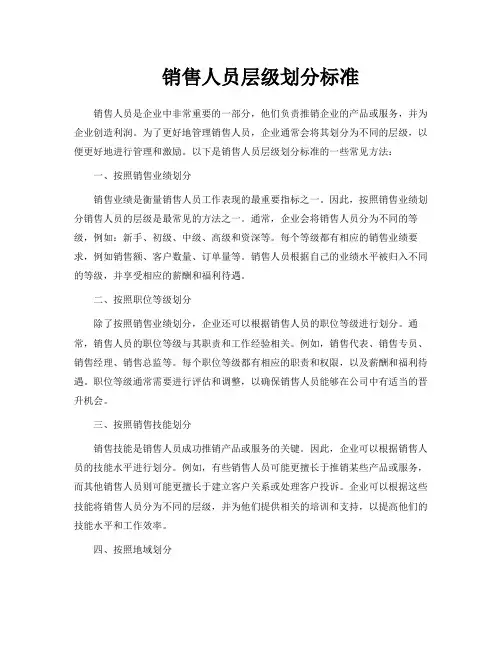 销售人员层级划分标准
