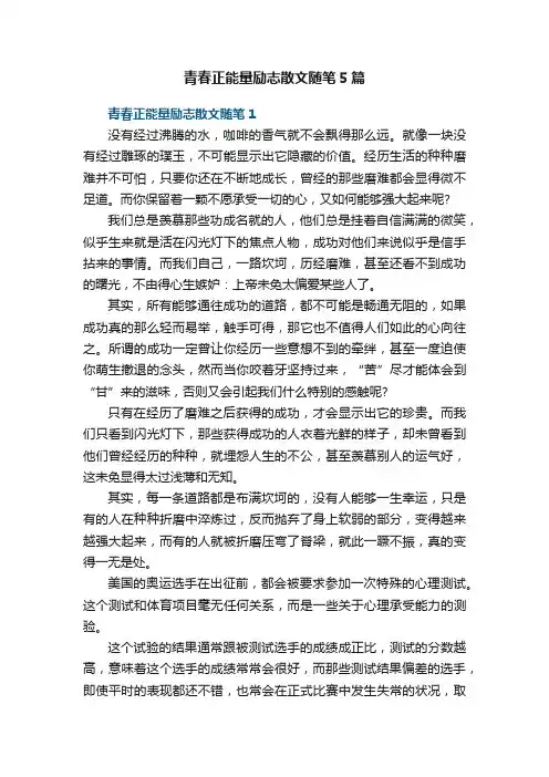 青春正能量励志散文随笔5篇