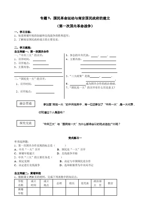 专题9：国民革命运动与南京国民政府的建立