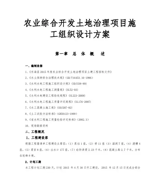 农业综合开发土地治理项目工程施工组织设计方案