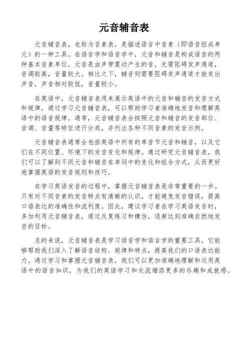 元音辅音表