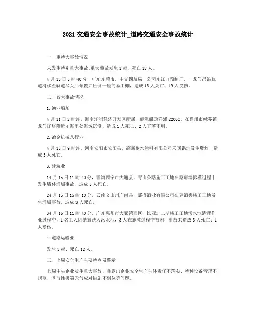2021交通安全事故统计_道路交通安全事故统计