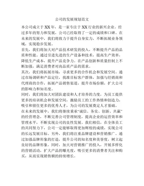 公司的发展规划范文