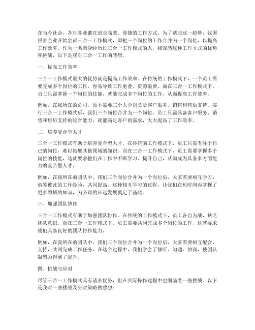三合一工作感想