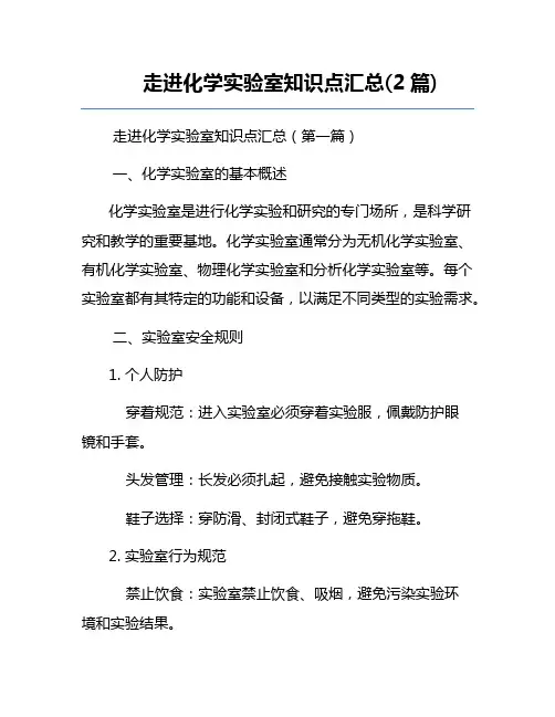 走进化学实验室知识点汇总(2篇)