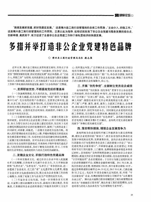 多措并举打造非公企业党建特色品牌