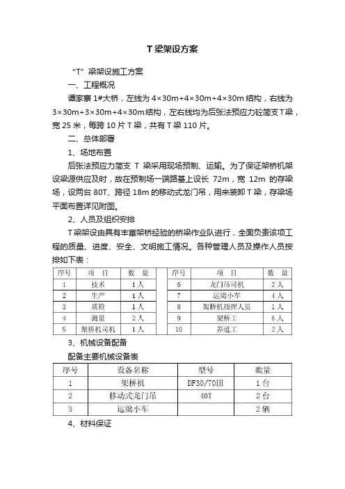 T梁架设方案