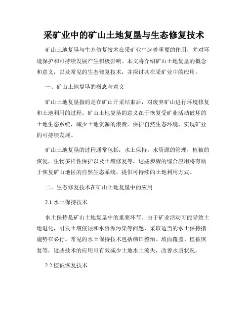 采矿业中的矿山土地复垦与生态修复技术