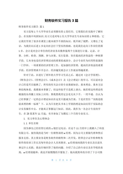 财务软件实习报告3篇