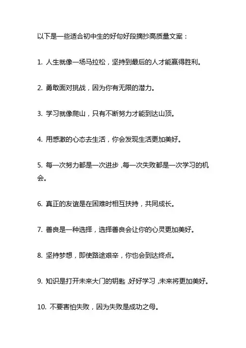 好句好段摘抄高质量文案适合初中生