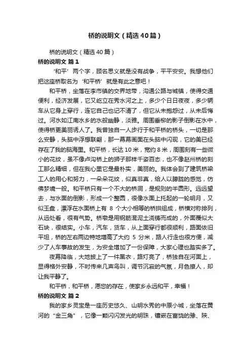 桥的说明文（精选40篇）