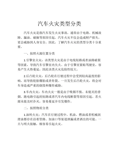 汽车火灾类型分类