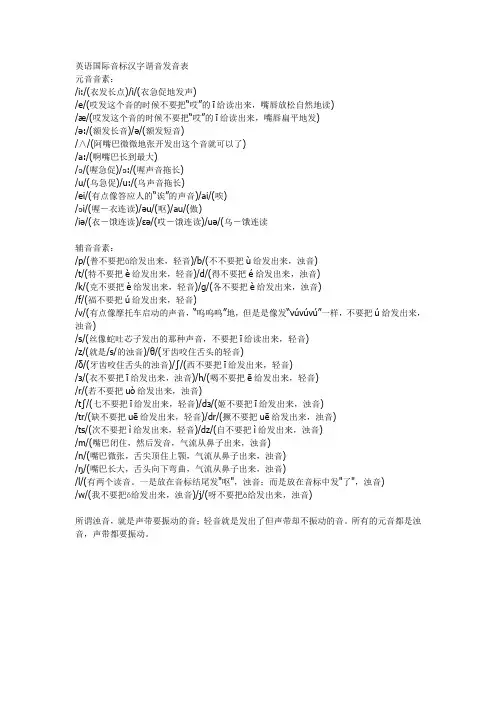 英语国际音标汉字谐音发音表