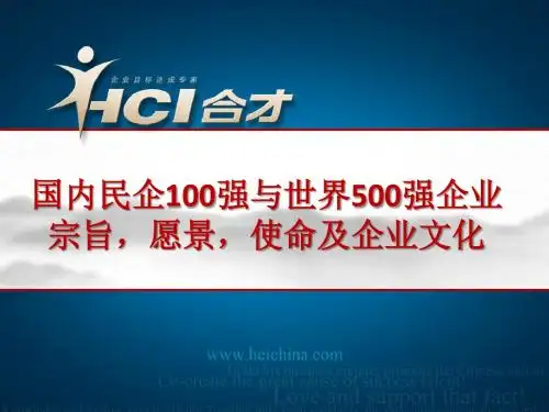 国内民营100强和世界500强企业愿景使命讲解
