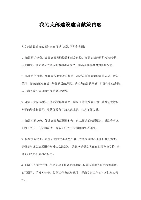 我为支部建设建言献策内容