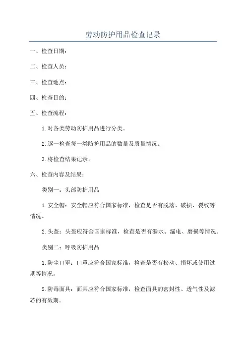 劳动防护用品检查记录