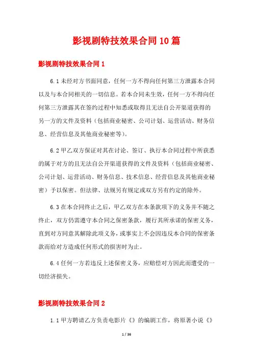 影视剧特技效果合同10篇