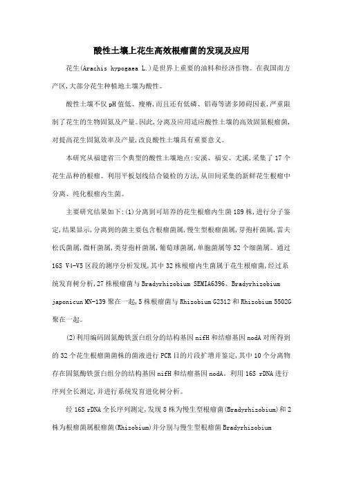 酸性土壤上花生高效根瘤菌的发现及应用