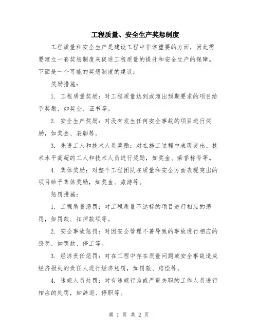 工程质量、安全生产奖惩制度