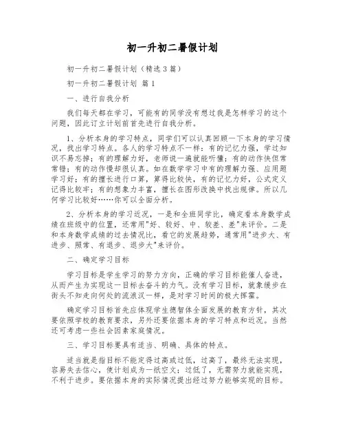 初一升初二暑假计划
