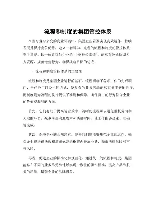流程和制度的集团管控体系