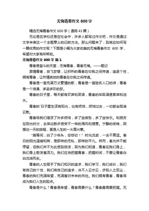 无悔青春作文600字