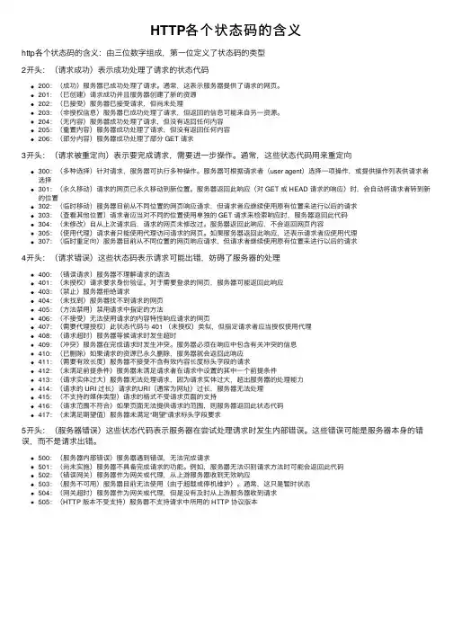 HTTP各个状态码的含义