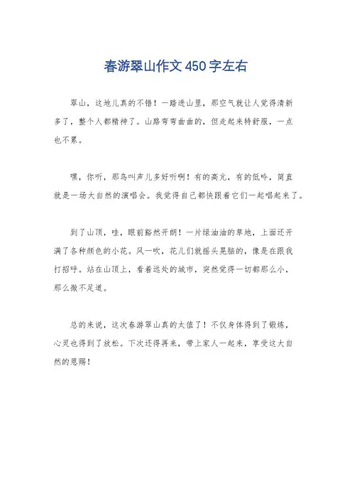 春游翠山作文450字左右