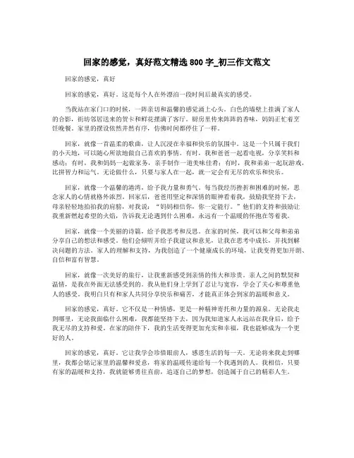 回家的感觉,真好范文精选800字_初三作文范文