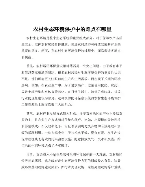 农村生态环境保护中的难点在哪里