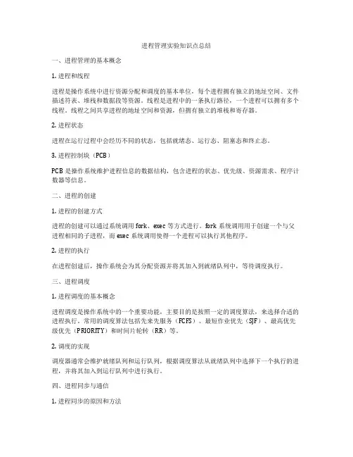 进程管理实验知识点总结